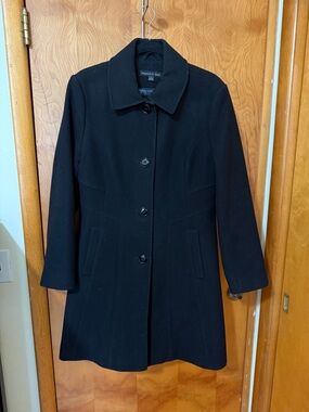 Preston & York Black Wool Single-Breasted Pea Coat size 14